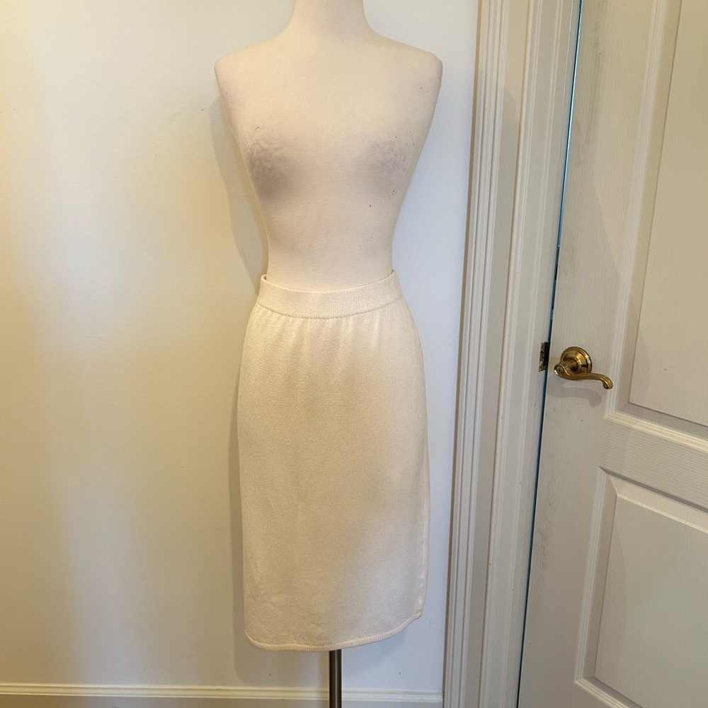 Vintage St. John Cream Knit Pencil Skirt